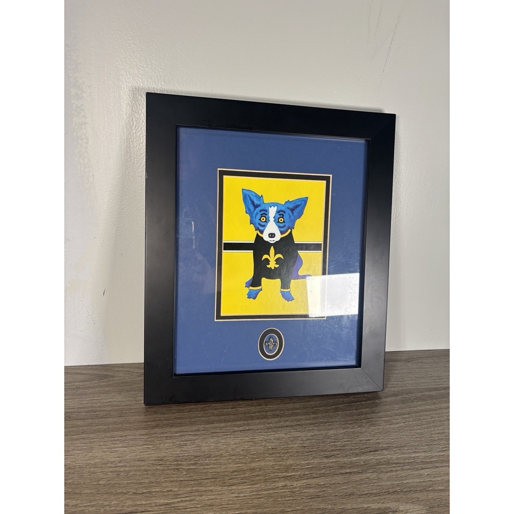 George Rodrigue "Blue Dog" Professionally Framed Art! (11" x 13")